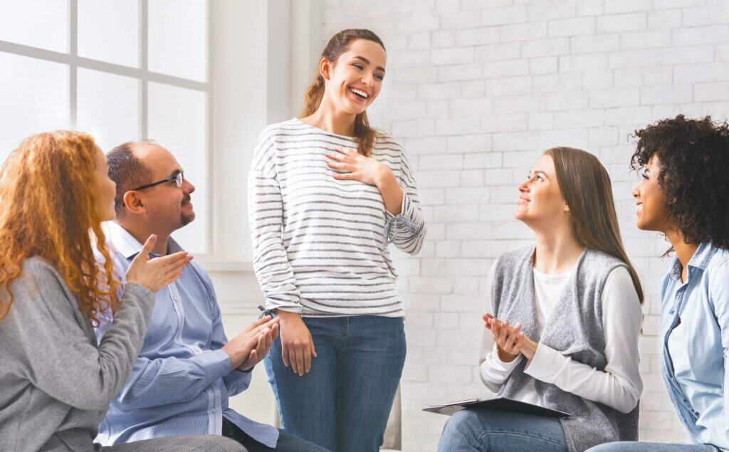 Clients participating in a support group following Suboxone detox in New Jersey.