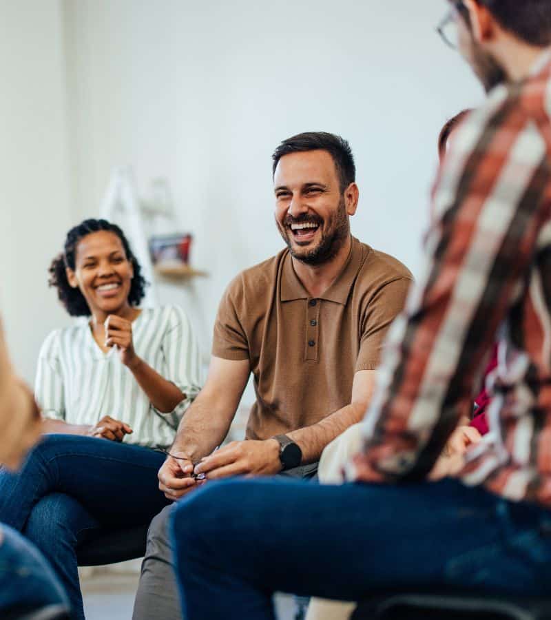Clients connecting during a group therapy session.