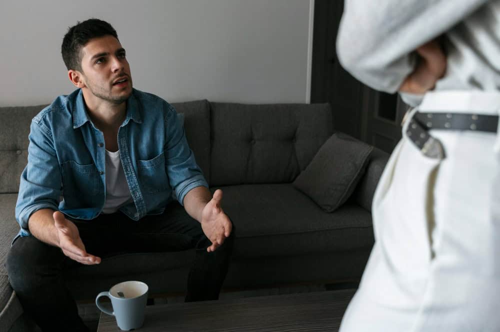 Couple experiencing relationship stress while rewiring your brain from addiction during recovery